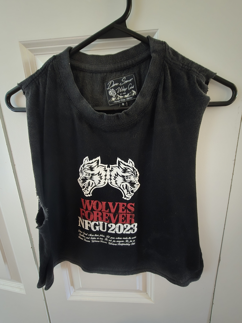 Darc Sport Black Muscle Tank with White Wolf Graphic and Red Text
